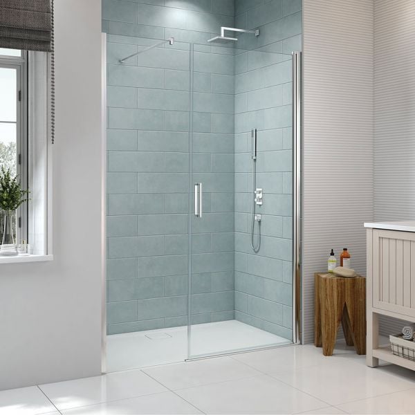 Merlyn 8 Series Frameless 1500 Pivot Shower Door and Inline Panel