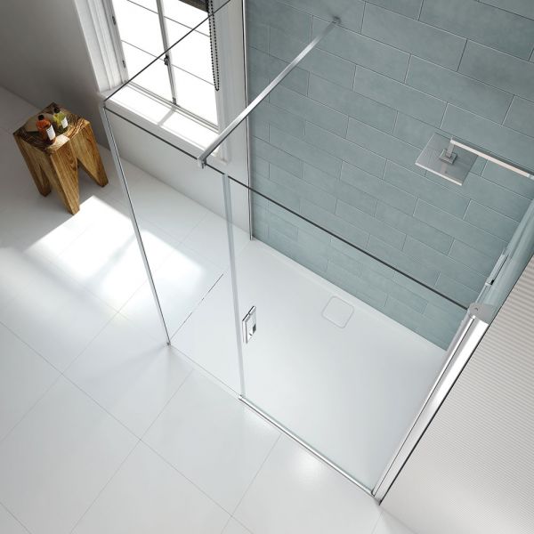 Merlyn 8 Series Frameless 1300 Pivot Shower Door and Inline Panel #2