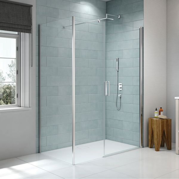 Merlyn 8 Series Frameless 1300 Pivot Shower Door and Inline Panel #3