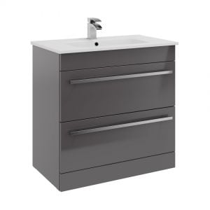 Kartell Purity 800 Storm Grey Gloss 2 Drawer Floor Standing Vanity Unit and Slim Basin