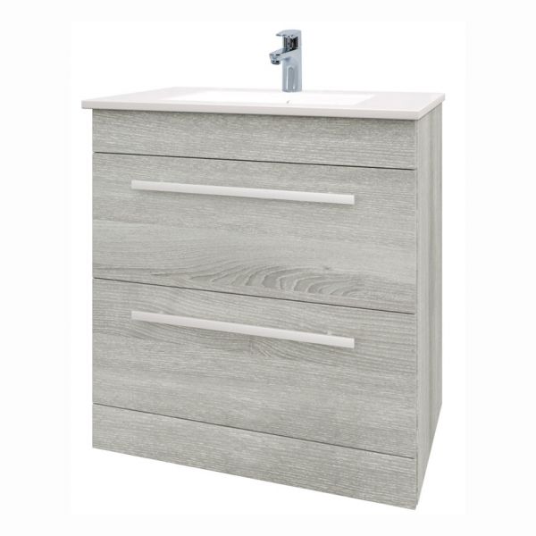 Kartell Purity 800 Grey Ash 2 Drawer Floor Standing Vanity Unit and Slim Basin