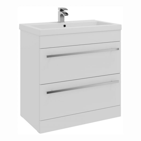 Kartell Purity 800 White 2 Drawer Floor Standing Vanity Unit and Mid Depth Basin