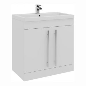 Kartell Purity 800 White 2 Door Floor Standing Vanity Unit and Mid Depth Basin