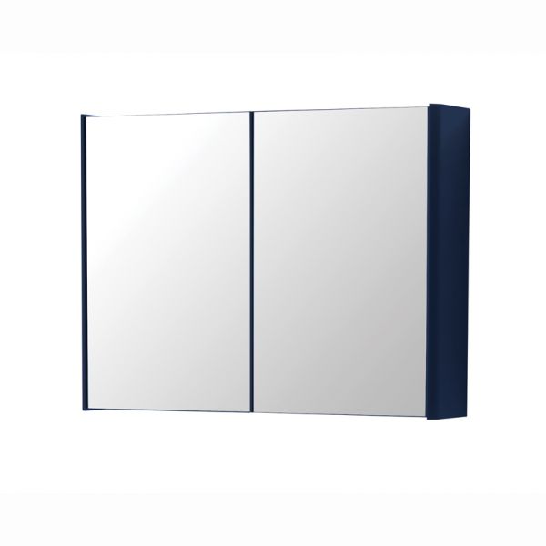 Kartell Cayo 800 x 600 Matt Blue Double Door Mirrored Bathroom Cabinet