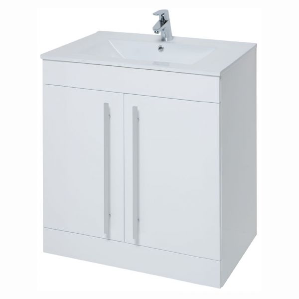 Kartell Purity 800 White 2 Door Floor Standing Vanity Unit and Slim Basin