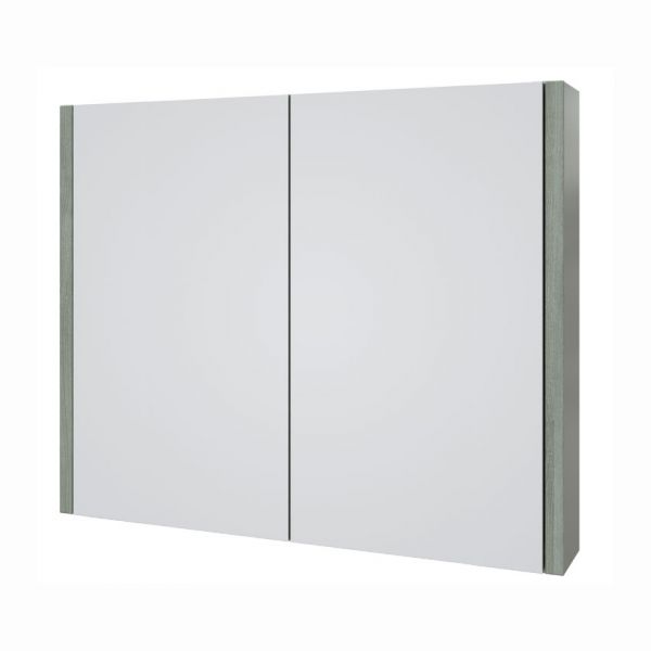 Kartell City 800 x 650 Grey Ash Double Door Mirrored Bathroom Cabinet