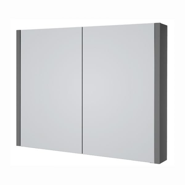 Kartell City 800 x 650 Storm Grey Gloss Double Door Mirrored Bathroom Cabinet
