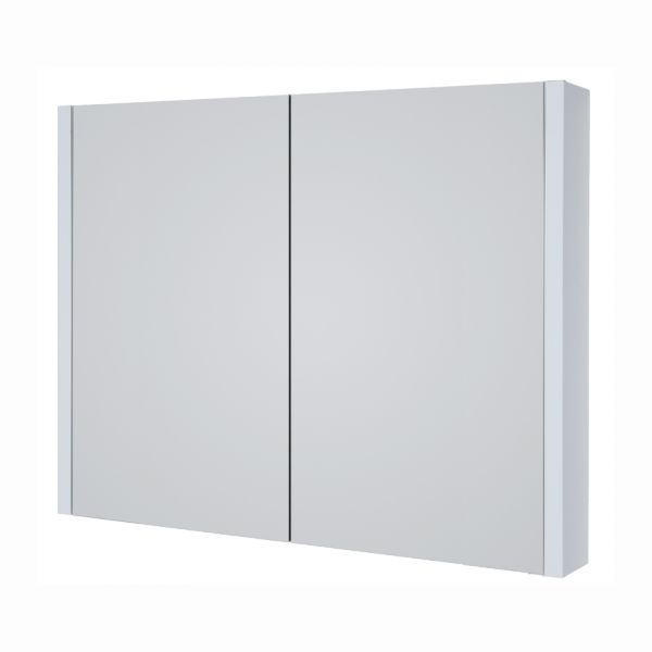 Kartell City 800 x 650 Gloss White Double Door Mirrored Bathroom Cabinet