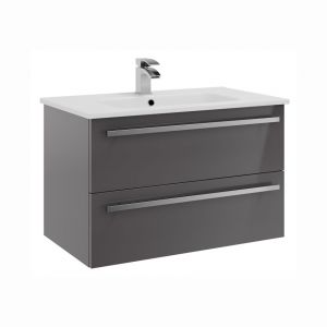 Kartell Purity 800 Storm Grey Gloss 2 Drawer Wall Mounted Vanity Unit and Slim Basin