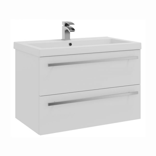 Kartell Purity 800 White 2 Drawer Wall Mounted Vanity Unit and Mid Depth Basin
