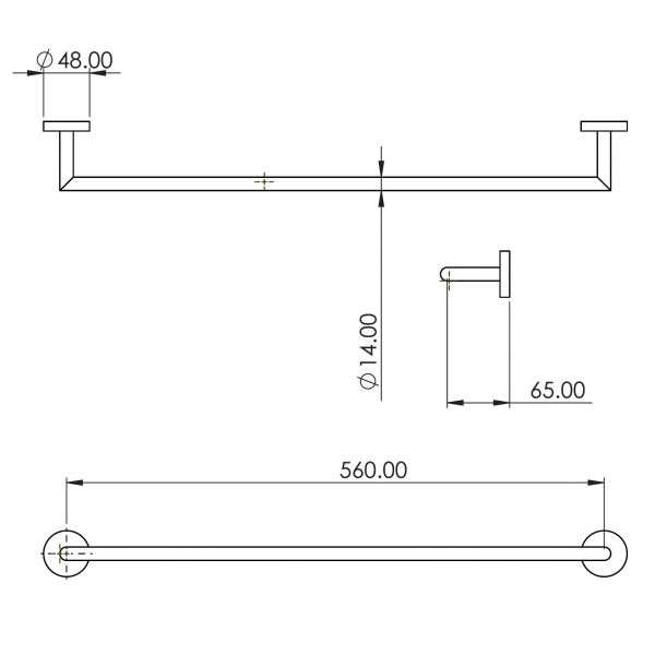 Abacus Iso Pro Matt Black Single Towel Rail #2