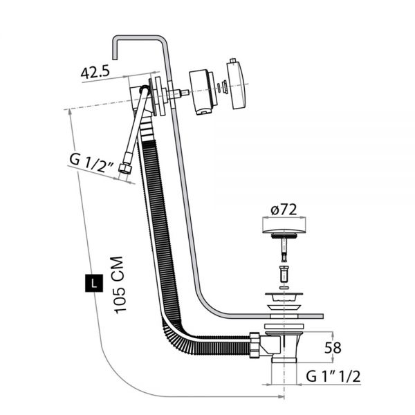 JTP Chrome Overflow Bath Filler with Pop Up Waste 1050mm #2
