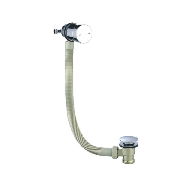 JTP Chrome Temperature Control Overflow Bath Filler with Click Clack Waste