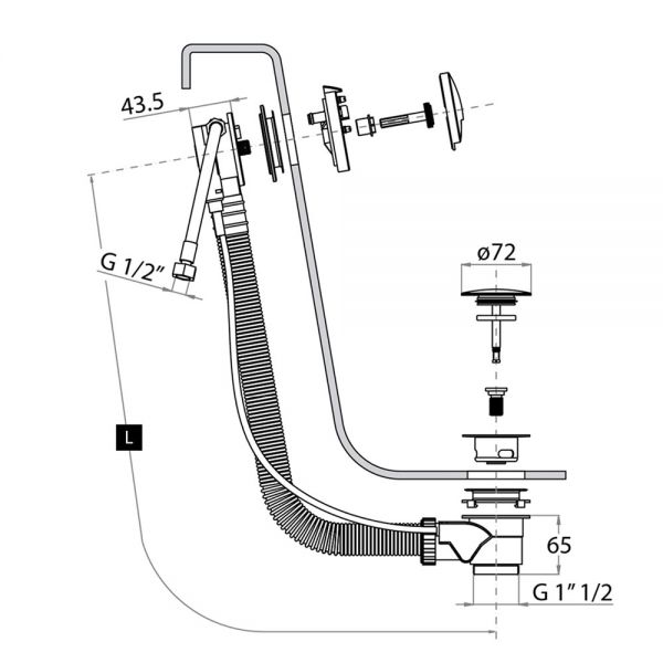 JTP Slimline Chrome Pop Up Bath Filler 600mm #2