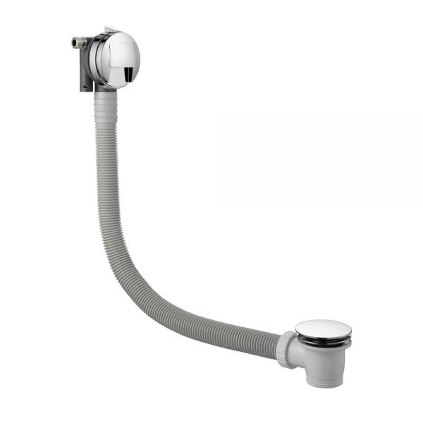 JTP Slimline Chrome Overflow Bath Filler with Click Clack Waste 600mm