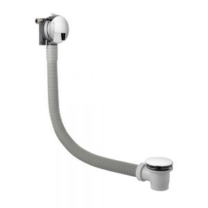 JTP Slimline Chrome Overflow Bath Filler with Click Clack Waste 600mm