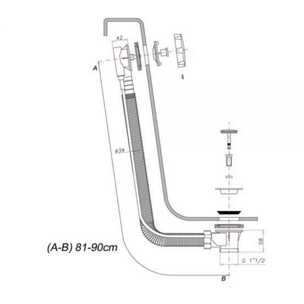 JTP Chrome Pop Up Bath Waste 900mm #2