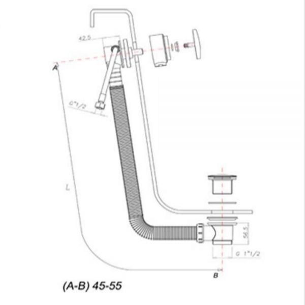 JTP Chrome Overflow Bath Filler with Click Clack Waste #2
