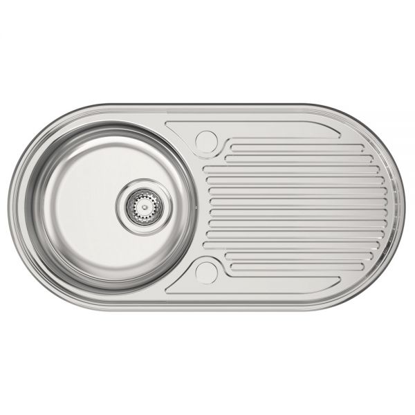 Clearwater Oboe 1 Bowl Inset Stainless Steel Kitchen Sink with Drainer 847 x 444