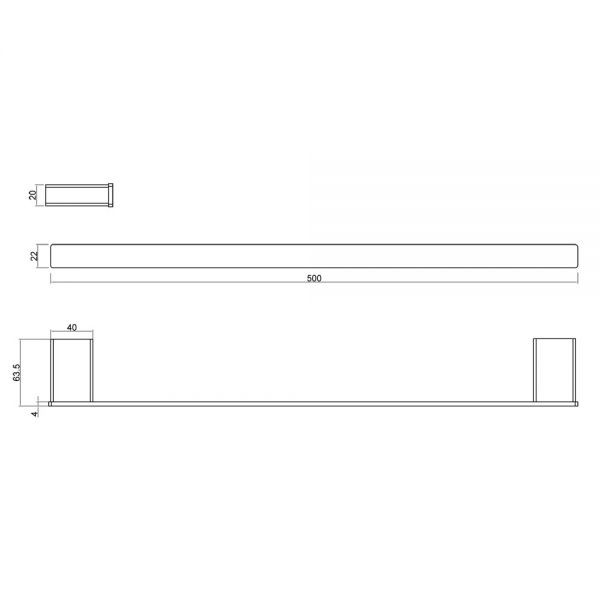 Miller Miami 500mm Black Towel Rail 8406B #2