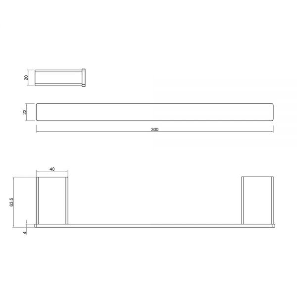 Miller Miami 300mm Black Towel Rail 8436B #2