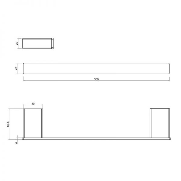 Miller Miami 300mm Nickel Towel Rail 8436BN #2