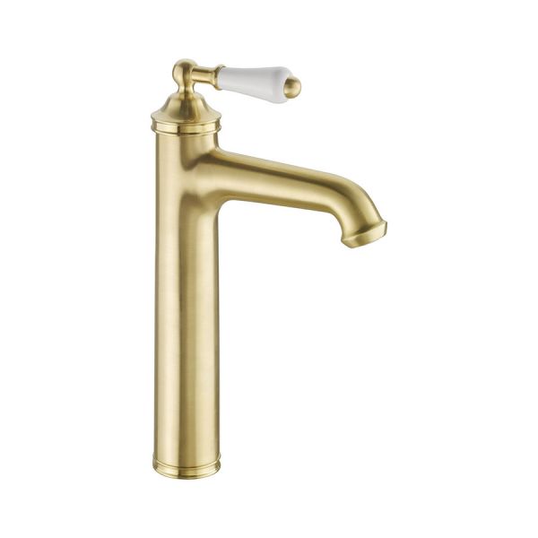 JTP Grosvenor Lever Brushed Brass Tall Basin Mixer Tap