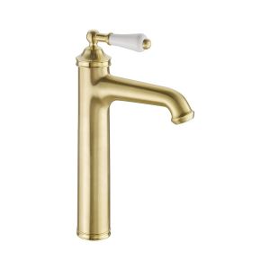 JTP Grosvenor Lever Brushed Brass Tall Basin Mixer Tap