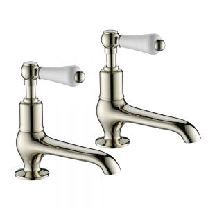 JTP Grosvenor Lever Nickel Long Nose Basin Pillar Taps