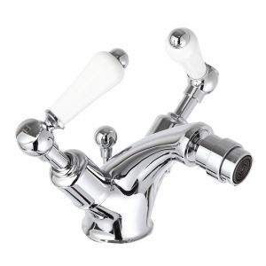 Just Taps Plus Grosvenor Lever Chrome Bidet Mixer Tap with Pop Up Waste