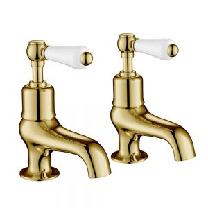 JTP Grosvenor Lever Antique Brass Bath Pillar Taps