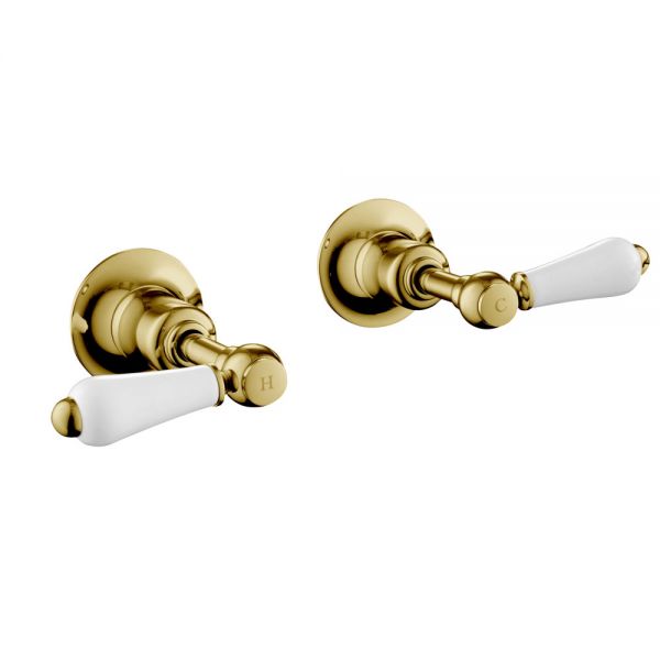 JTP Grosvenor Lever Antique Brass Wall Mounted Valves