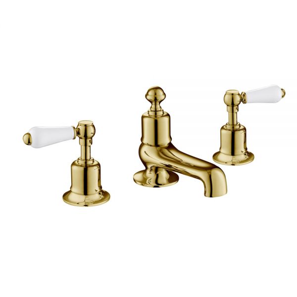JTP Grosvenor Lever Antique Brass 3 Hole Deck Mounted Bath Filler Tap