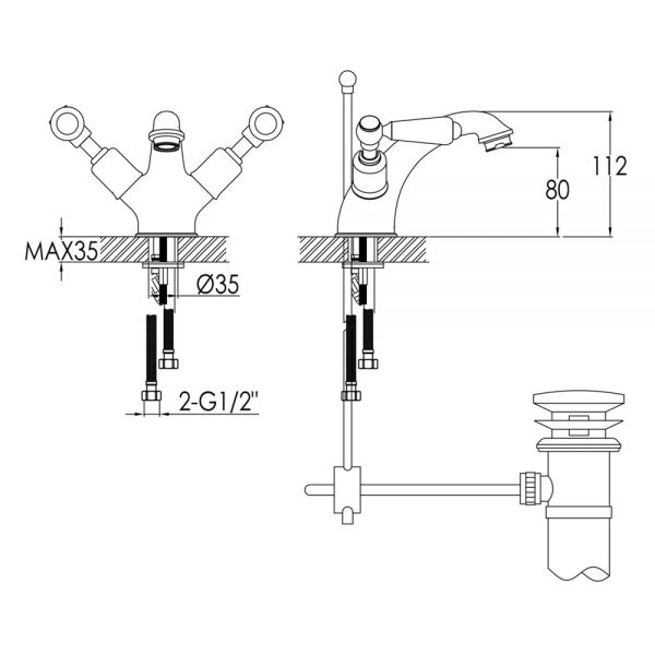 JTP Grosvenor Lever Chrome Basin Mixer Tap with Pop Up Waste #2