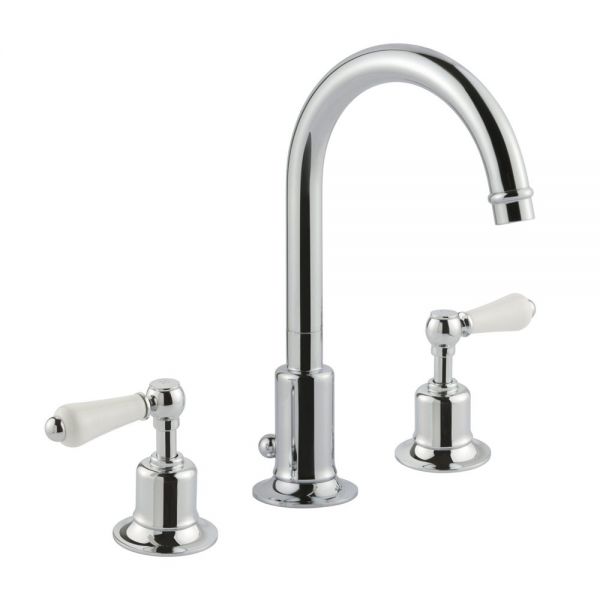 JTP Grosvenor Lever Chrome 3 Hole Basin Mixer Tap with Pop Up Waste