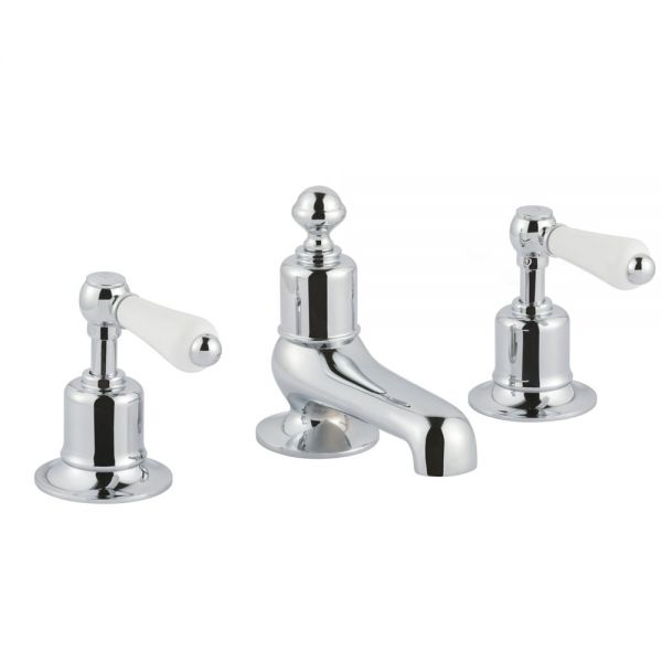 JTP Grosvenor Lever Chrome 3 Hole Deck Mounted Basin Mixer Tap