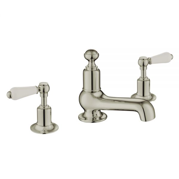 JTP Grosvenor Lever Nickel 3 Hole Deck Mounted Basin Mixer Tap