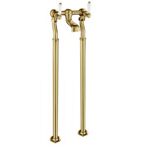 JTP Grosvenor Lever Antique Brass Floor Standing Bath Filler Tap