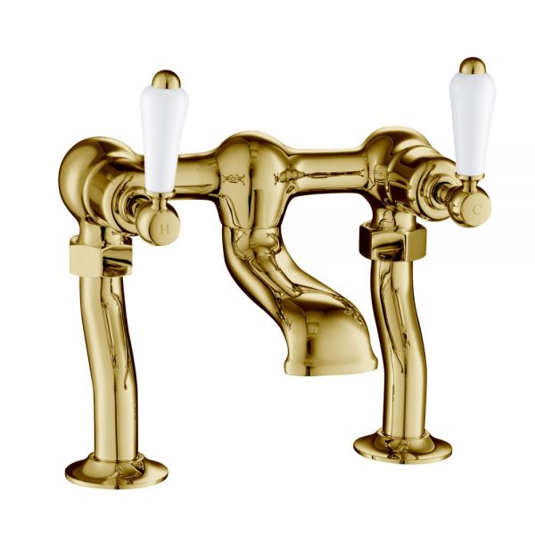 JTP Grosvenor Lever Antique Brass Deck Mounted Bath Filler Tap