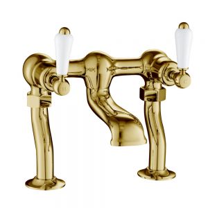 JTP Grosvenor Lever Antique Brass Deck Mounted Bath Filler Tap