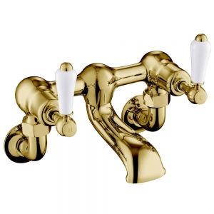 JTP Grosvenor Lever Antique Brass Wall Mounted Bath Filler Tap
