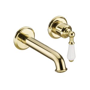 JTP Grosvenor Lever Polished Gold 2 Hole Wall Mounted Basin Mixer Tap
