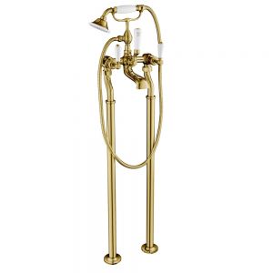 JTP Grosvenor Lever Antique Brass Floor Standing Bath Shower Mixer Tap