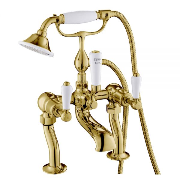 JTP Grosvenor Lever Antique Brass Deck Mounted Bath Shower Mixer Tap