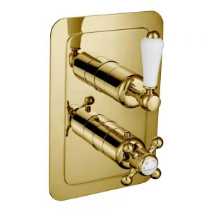 JTP Grosvenor Lever Antique Brass Single Outlet Thermostatic Shower Valve