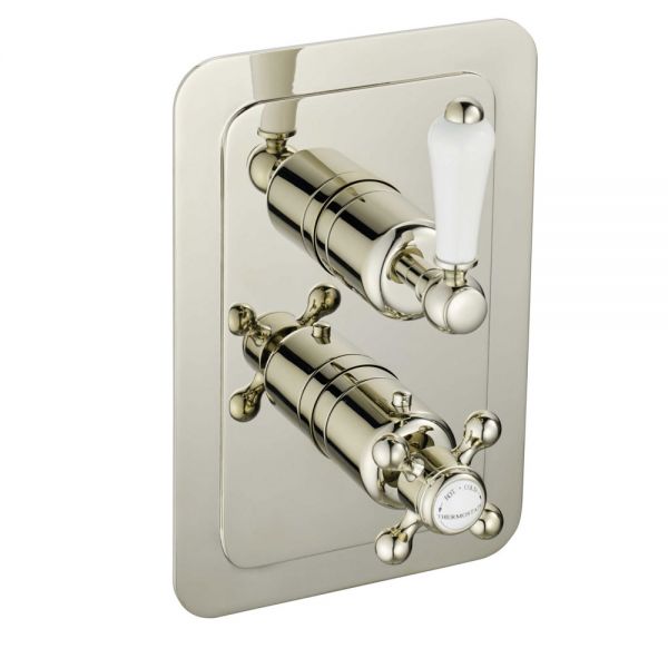JTP Grosvenor Lever Nickel Two Outlet Thermostatic Shower Valve