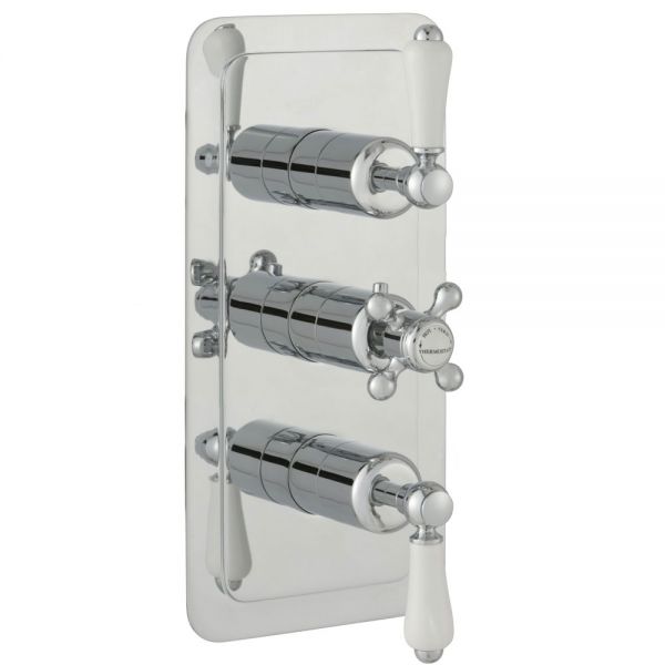 JTP Grosvenor Lever Chrome Vertical Three Outlet Thermostatic Shower Valve