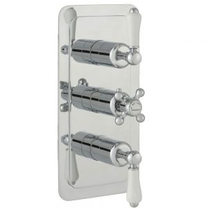 JTP Grosvenor Lever Chrome Vertical Three Outlet Thermostatic Shower Valve