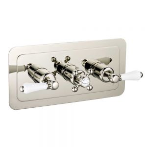 JTP Grosvenor Lever Nickel Horizontal Three Outlet Thermostatic Shower Valve