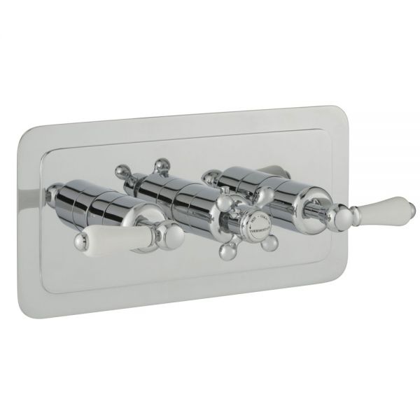 JTP Grosvenor Lever Chrome Horizontal Two Outlet Thermostatic Shower Valve